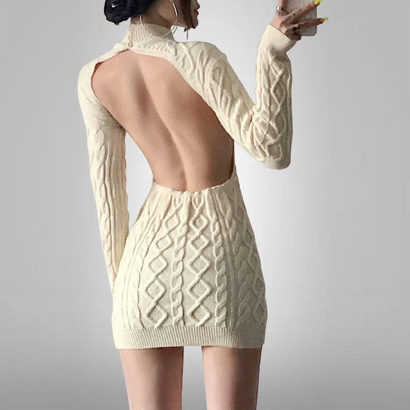 Ice Reign Knitted Open Back Sweater Dress