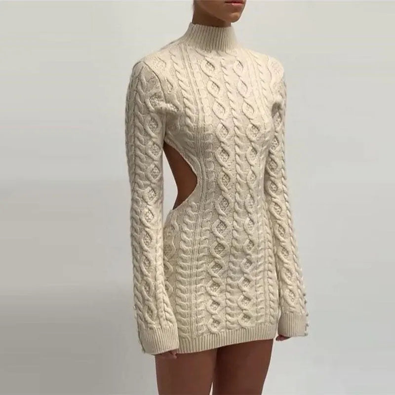 Ice Reign Knitted Open Back Sweater Dress
