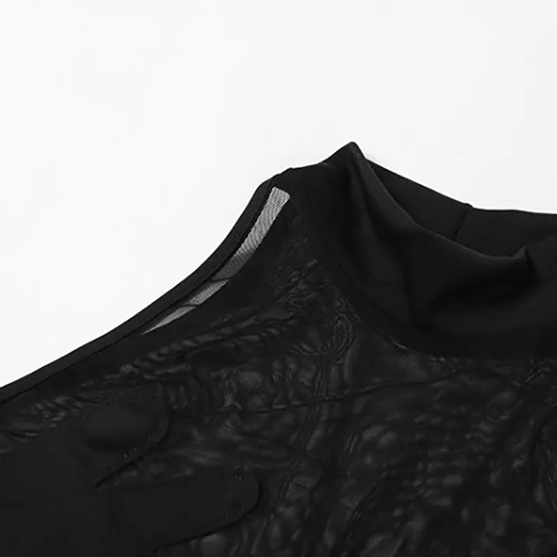 See-through Mesh Stretch Tank Top Bodysuit