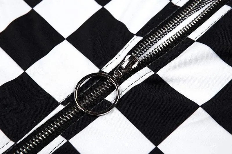 Checks Mini Romper | Checkered Mini Jumpsuit With Buckle Belt