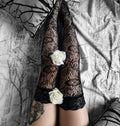 Black Sheer Floral Lace Stockings