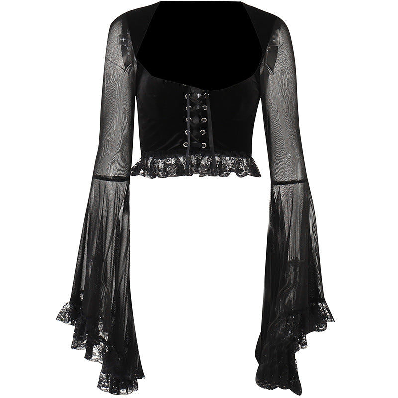 "Magic Fairy"Ruffle Bell Sleeves Crop Top