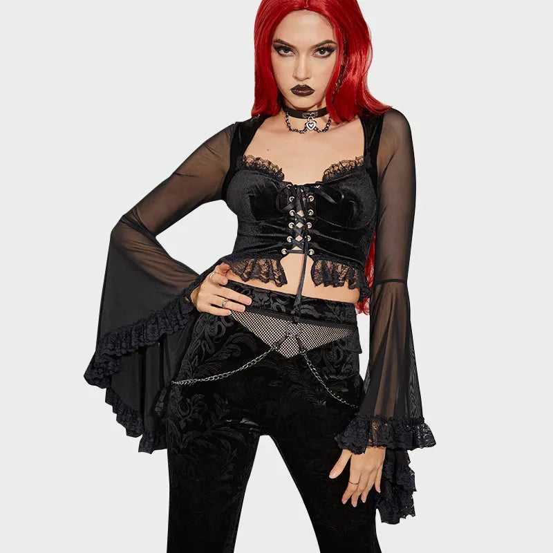 "Magic Fairy"Ruffle Bell Sleeves Crop Top