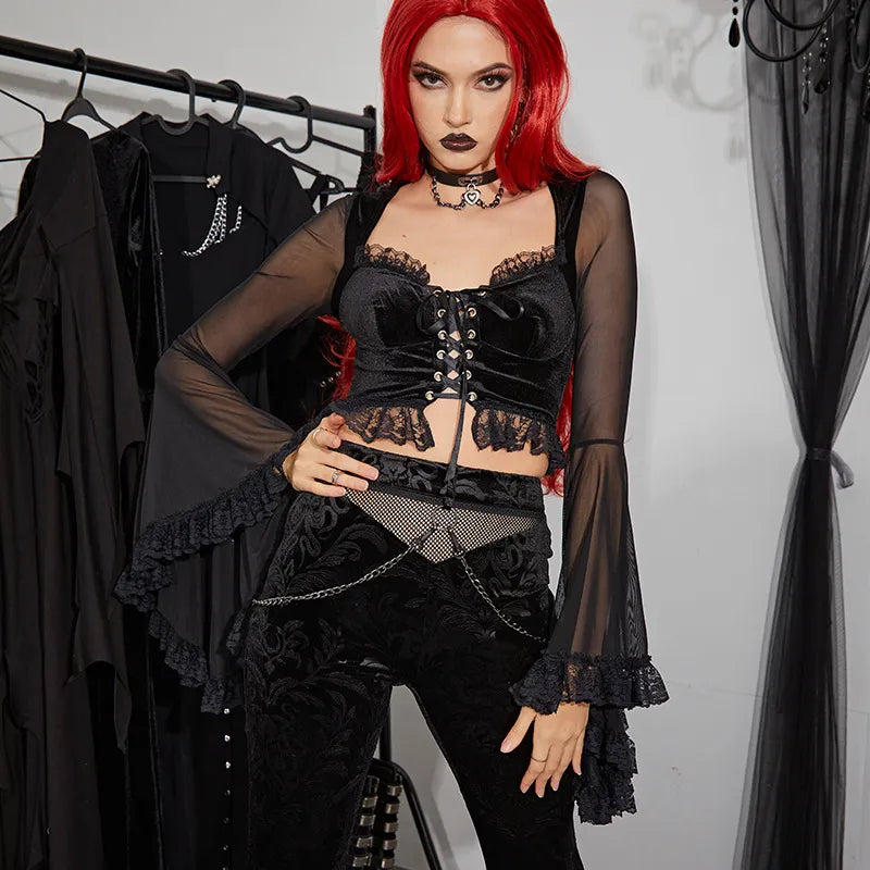 "Magic Fairy"Ruffle Bell Sleeves Crop Top