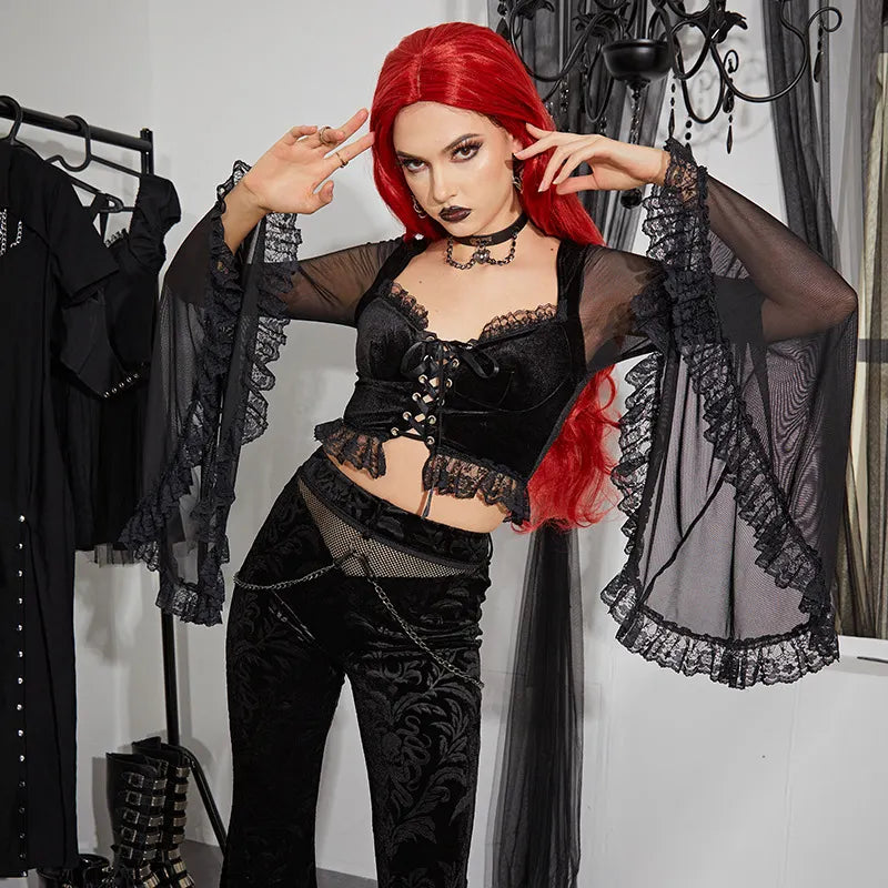 "Magic Fairy"Ruffle Bell Sleeves Crop Top