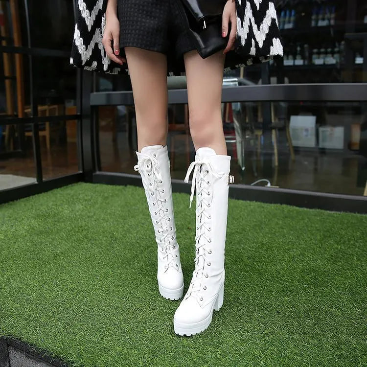 Lace Up Buckle Side Boots