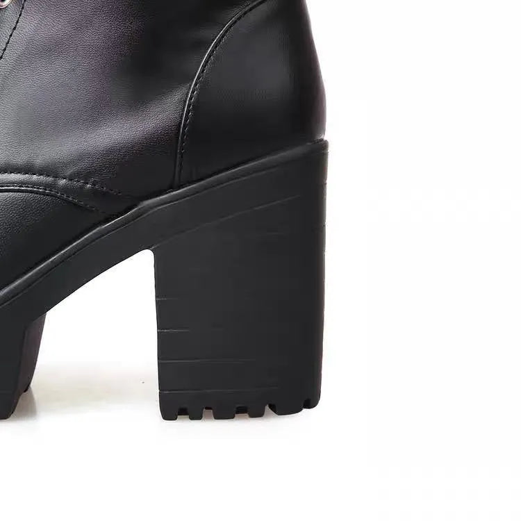 Lace Up Buckle Side Boots