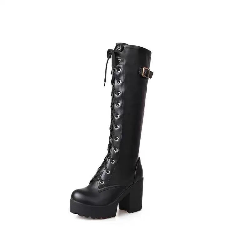 Lace Up Buckle Side Boots