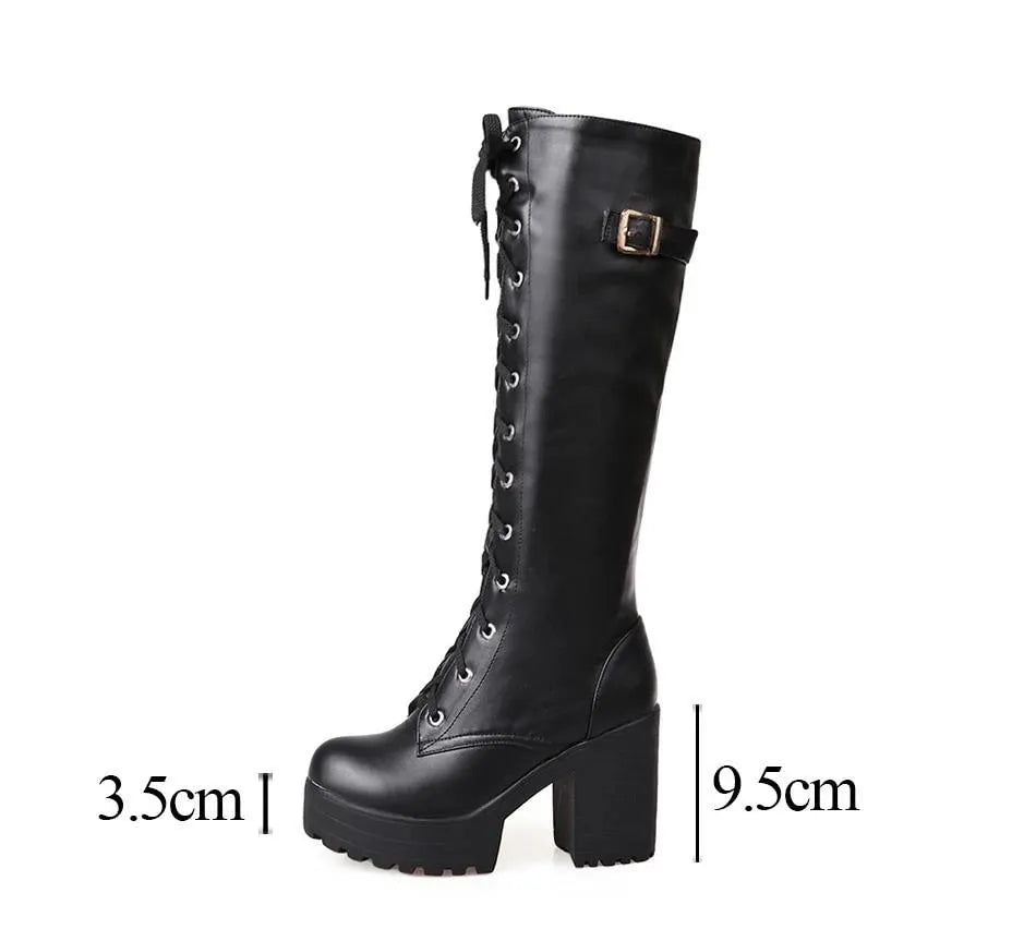 Lace Up Buckle Side Boots