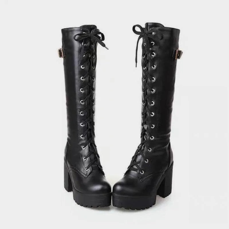Lace Up Buckle Side Boots