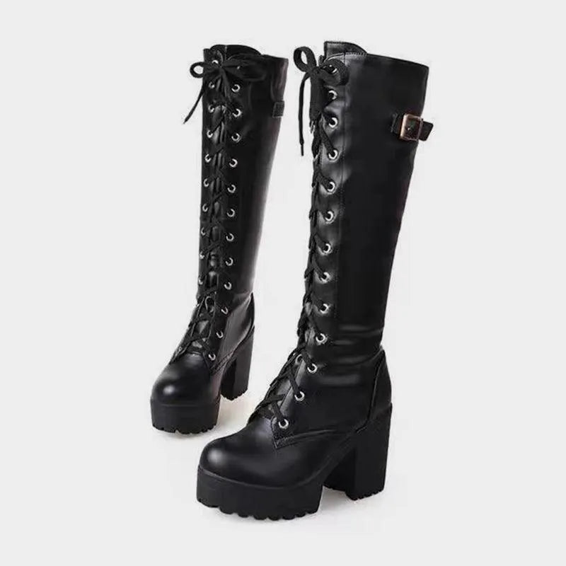 Lace Up Buckle Side Boots