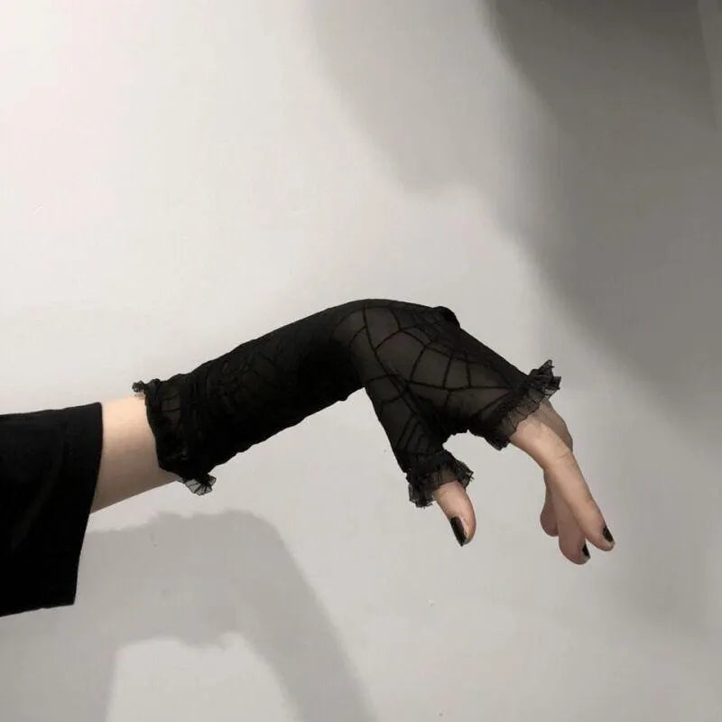 Punk Spider Web Lace Sleeve