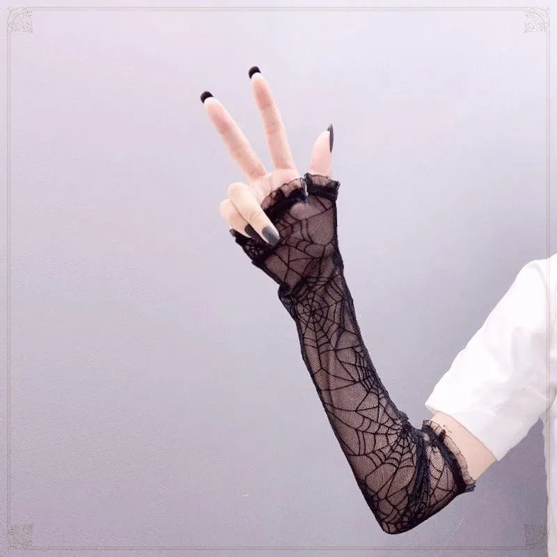 Punk Spider Web Lace Sleeve