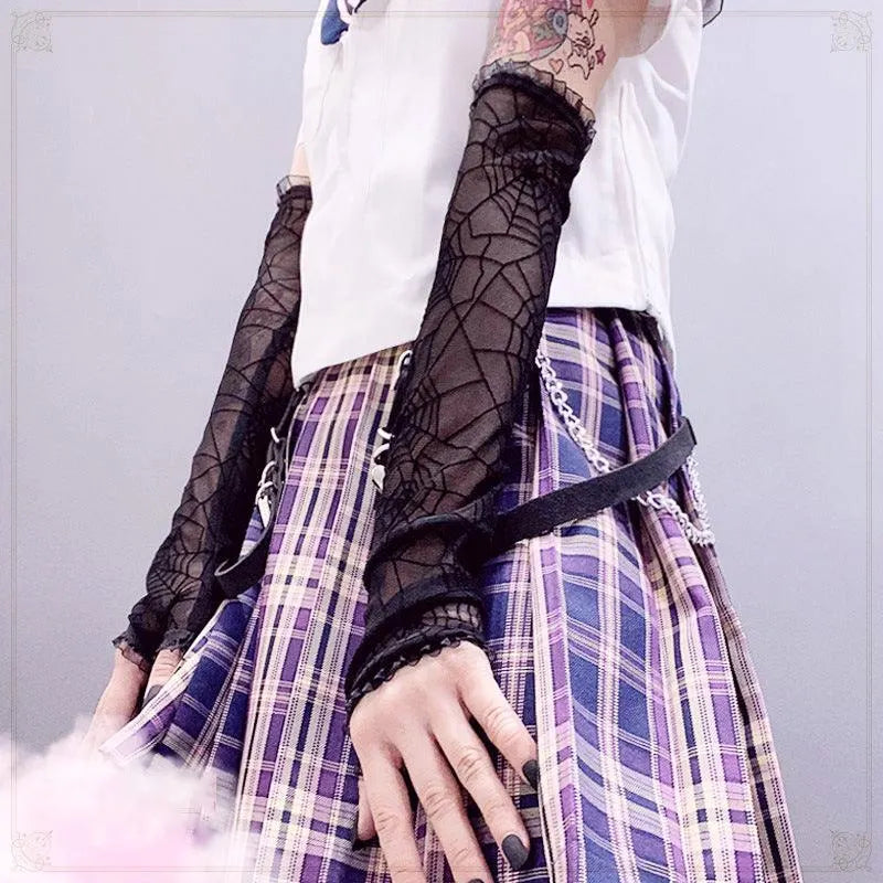 Punk Spider Web Lace Sleeve