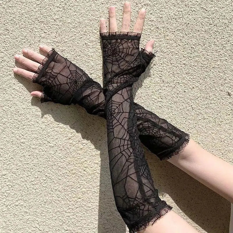 Punk Spider Web Lace Sleeve