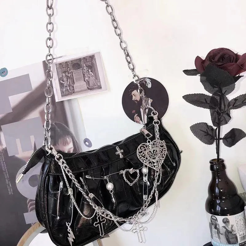 Patent Leather Dumpling Pleated Versatile Bag