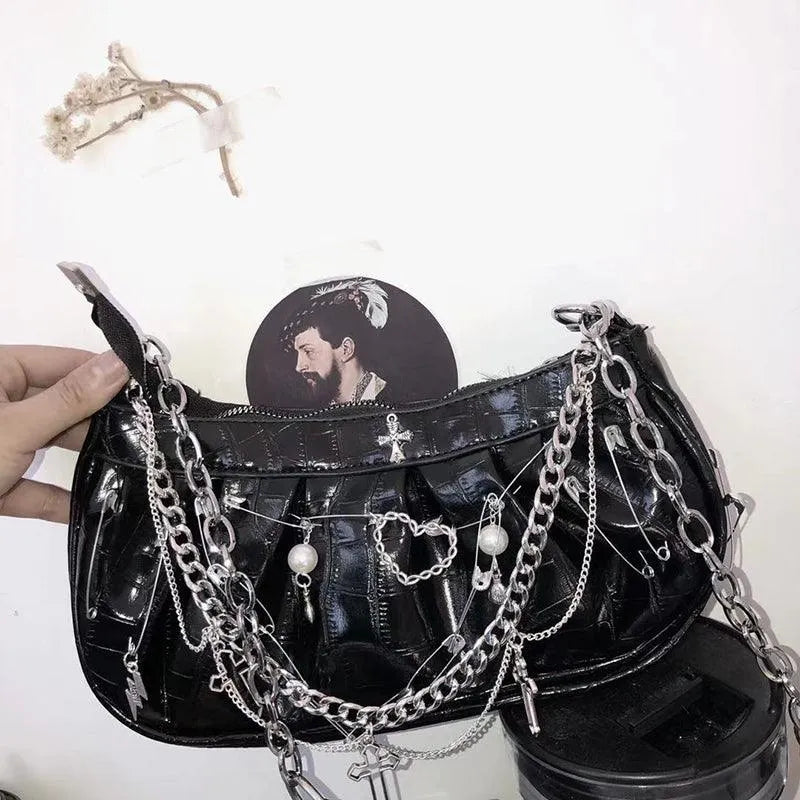 Patent Leather Dumpling Pleated Versatile Bag