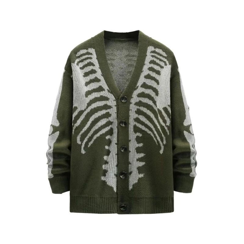 Grunge Skeleton Knitted Cardigan