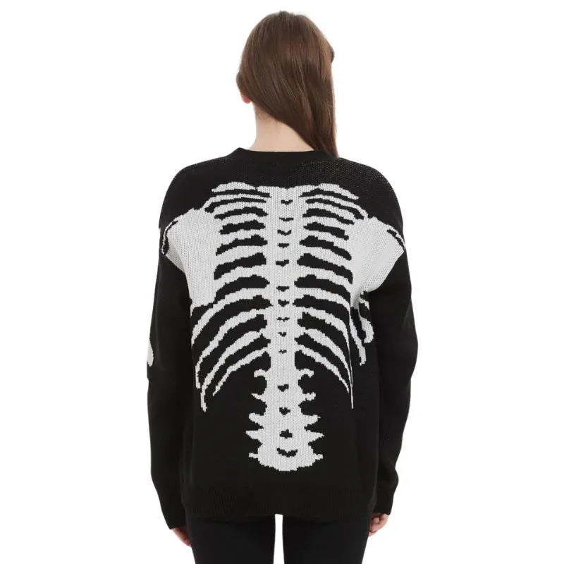 Grunge Skeleton Knitted Cardigan