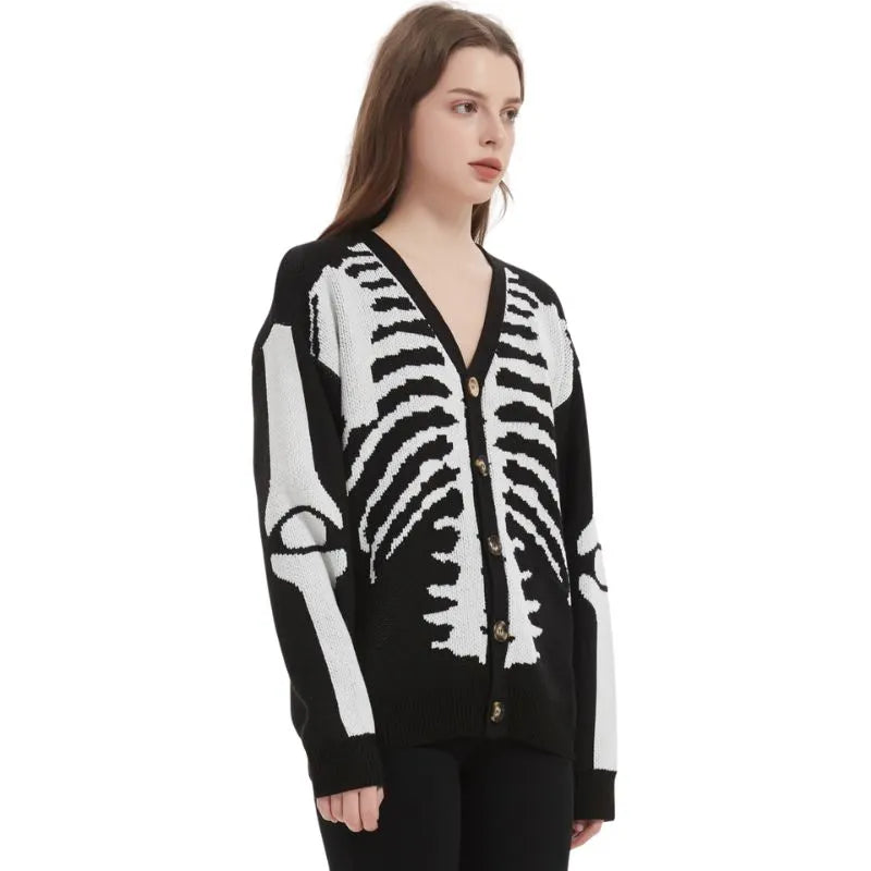 Grunge Skeleton Knitted Cardigan