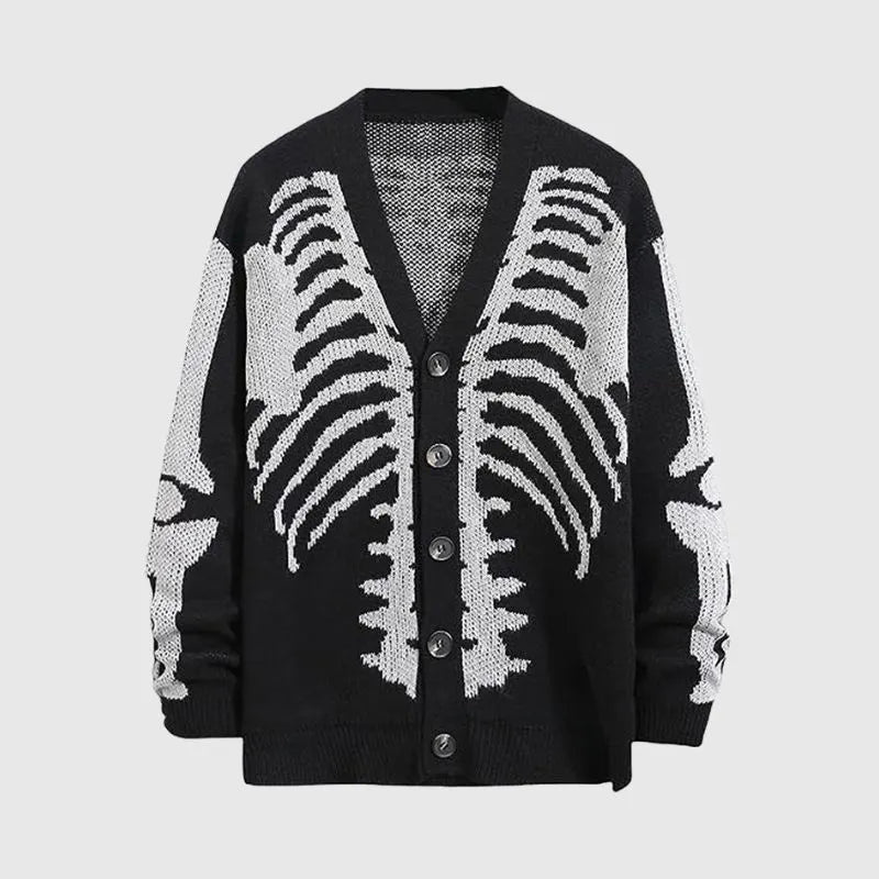 Grunge Skeleton Knitted Cardigan