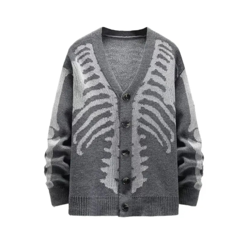 Grunge Skeleton Knitted Cardigan