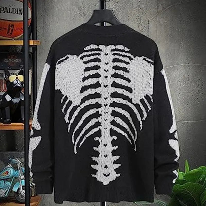 Grunge Skeleton Knitted Cardigan