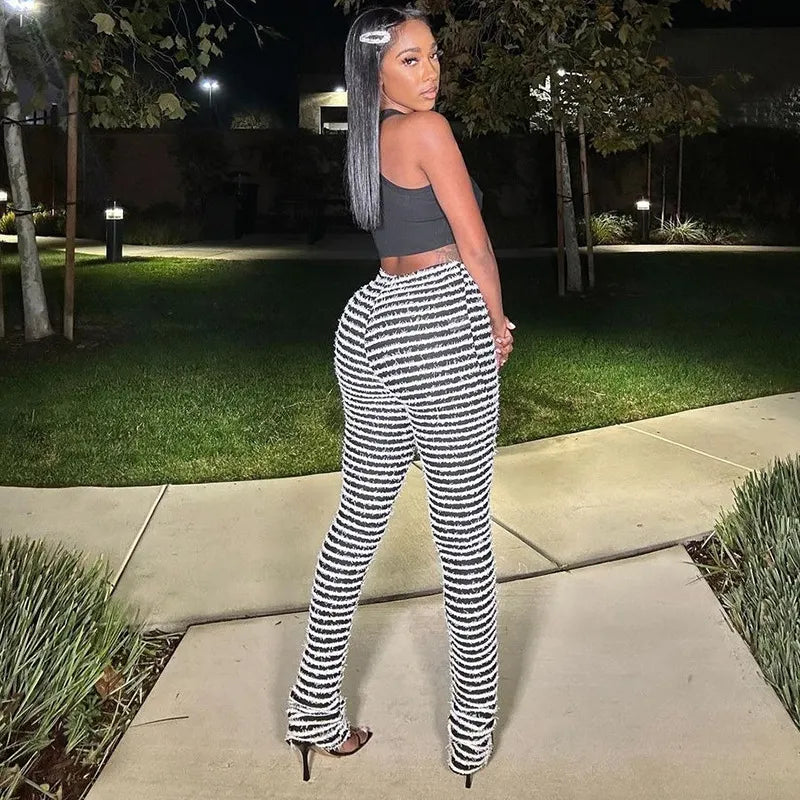 Long High-waisted Stripes Pants