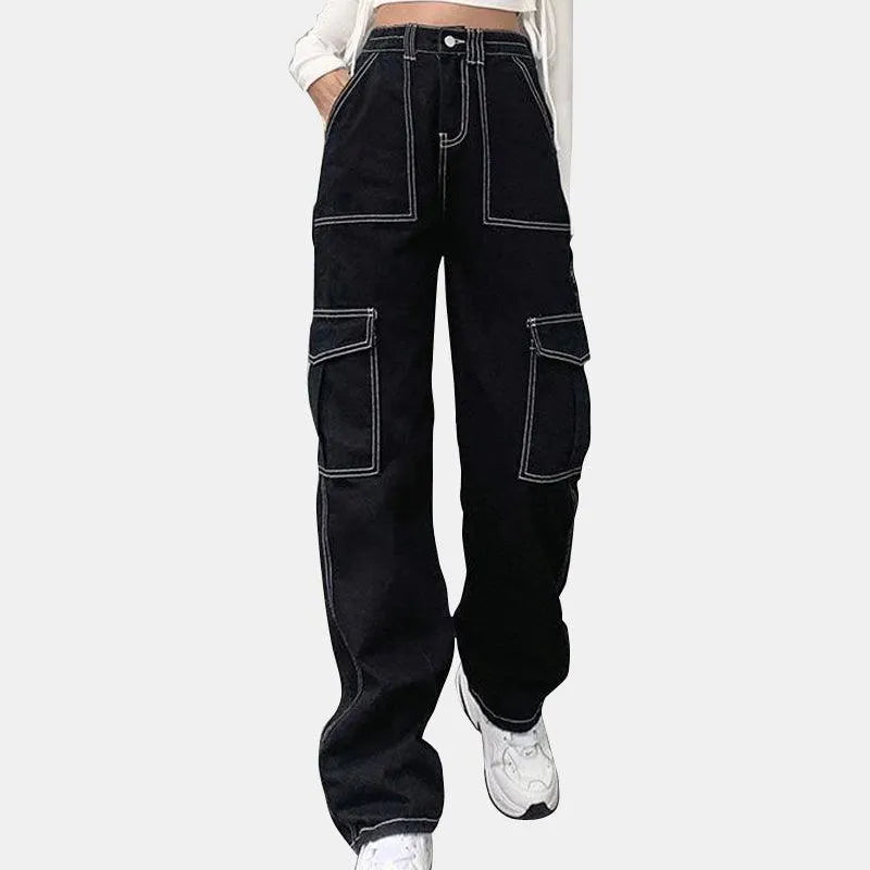 Gothic High Waist Loose Straight Pants