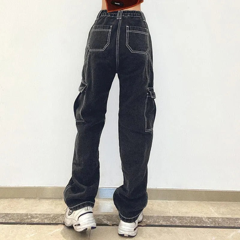 Gothic High Waist Loose Straight Pants