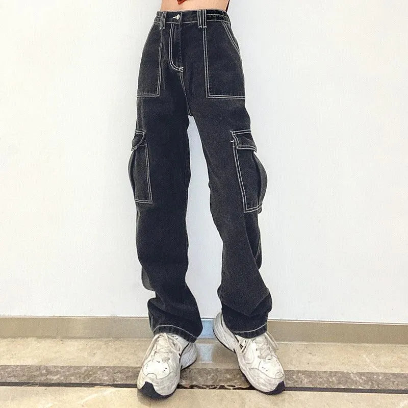 Gothic High Waist Loose Straight Pants