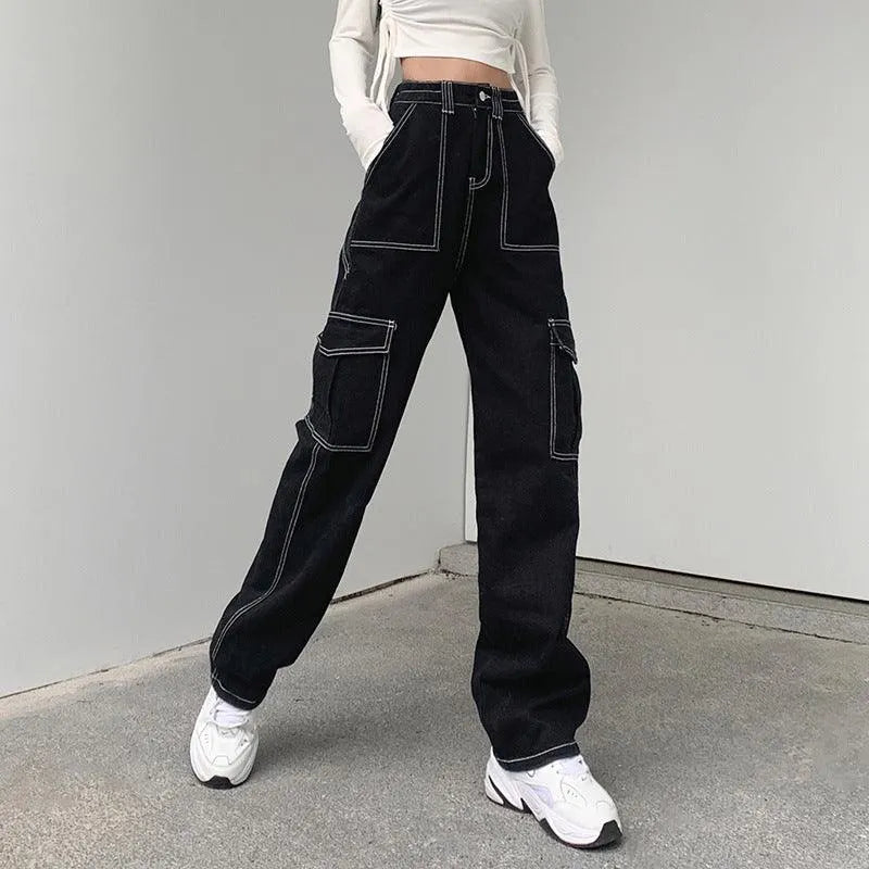 Gothic High Waist Loose Straight Pants