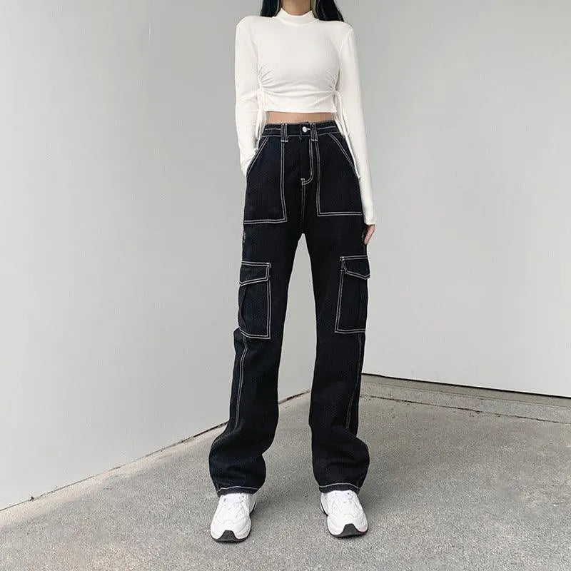 Gothic High Waist Loose Straight Pants