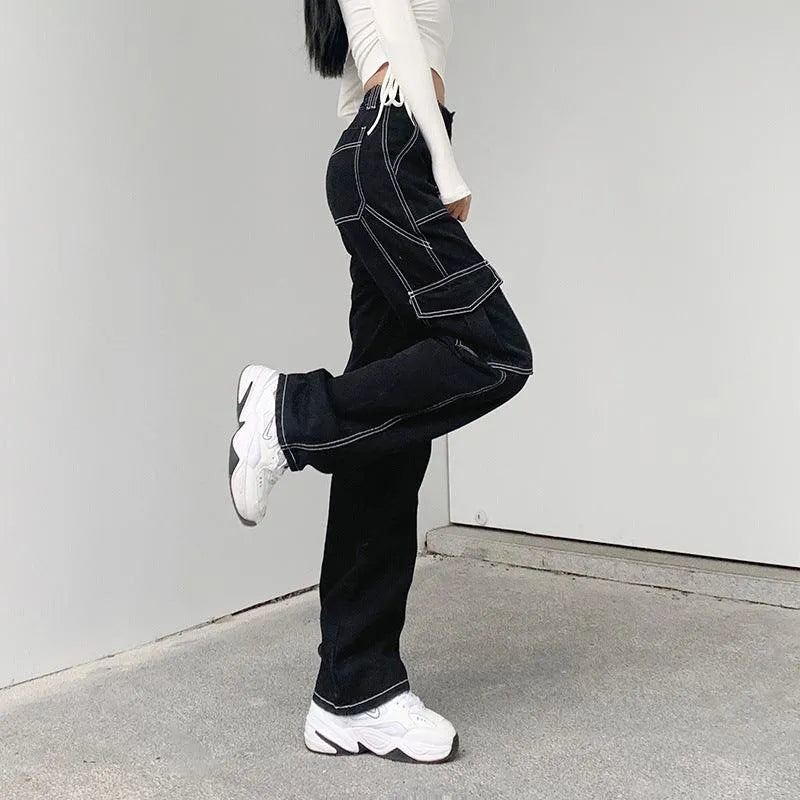 Gothic High Waist Loose Straight Pants