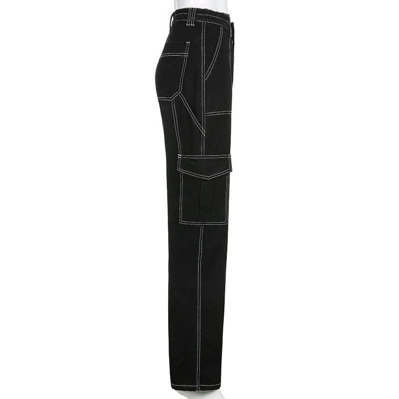 Gothic High Waist Loose Straight Pants