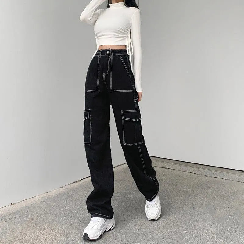 Gothic High Waist Loose Straight Pants
