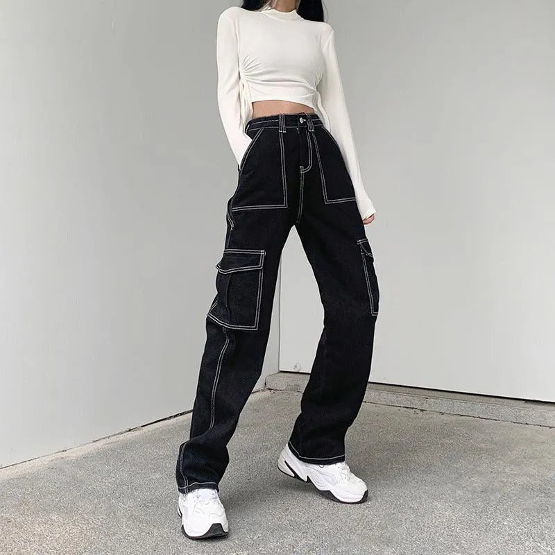 Gothic High Waist Loose Straight Pants