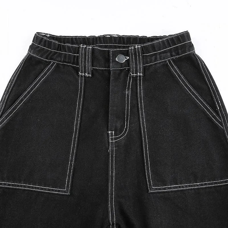 Gothic High Waist Loose Straight Pants