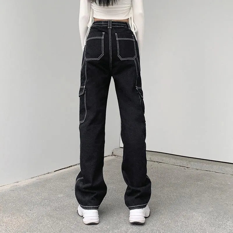 Gothic High Waist Loose Straight Pants