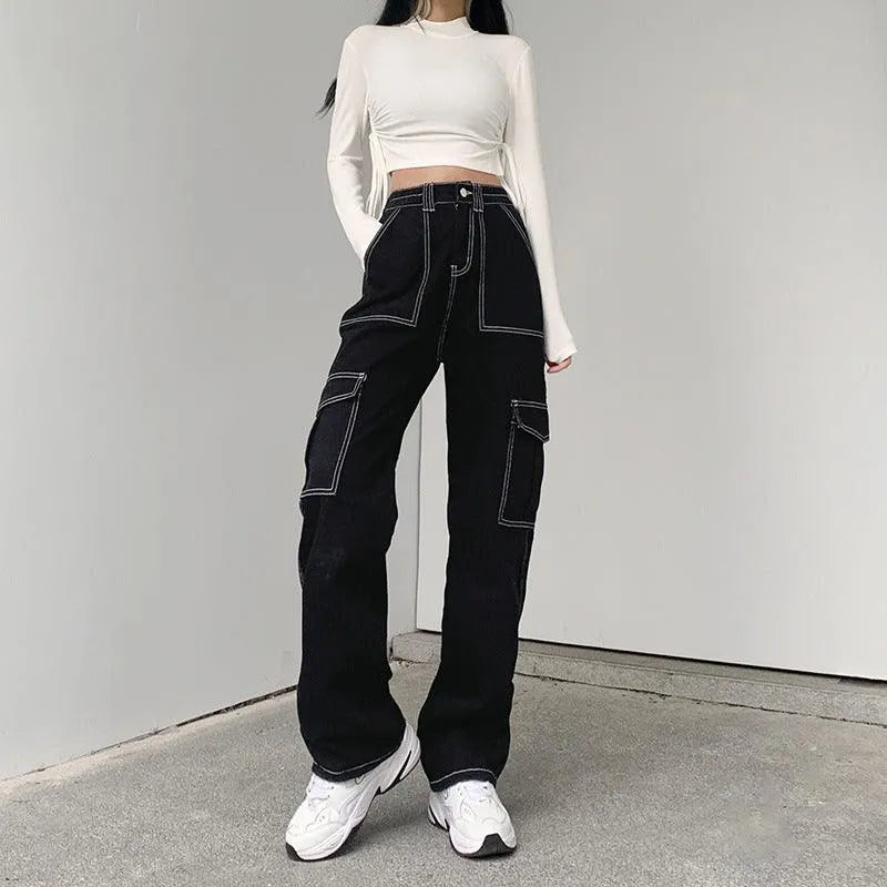Gothic High Waist Loose Straight Pants