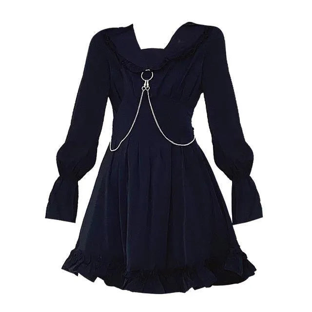 Punk Long Sleeve Black Dress