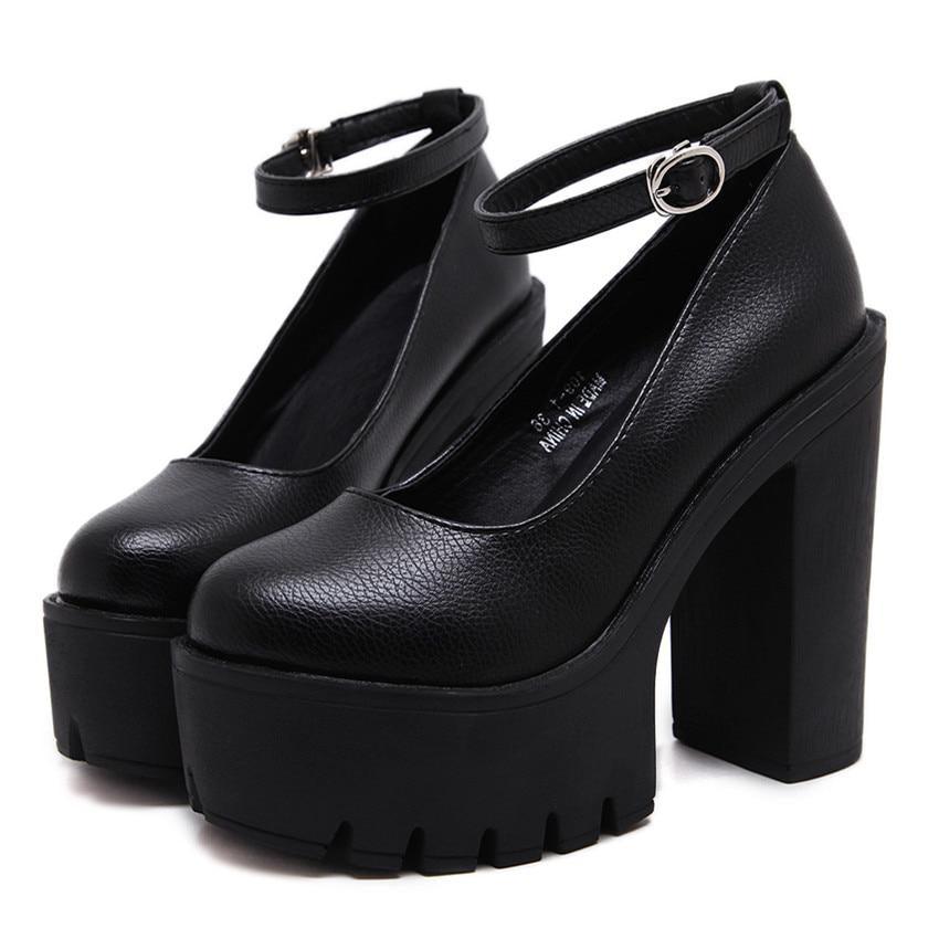 Gothic One Word Buckle High-Heeled Shoes
