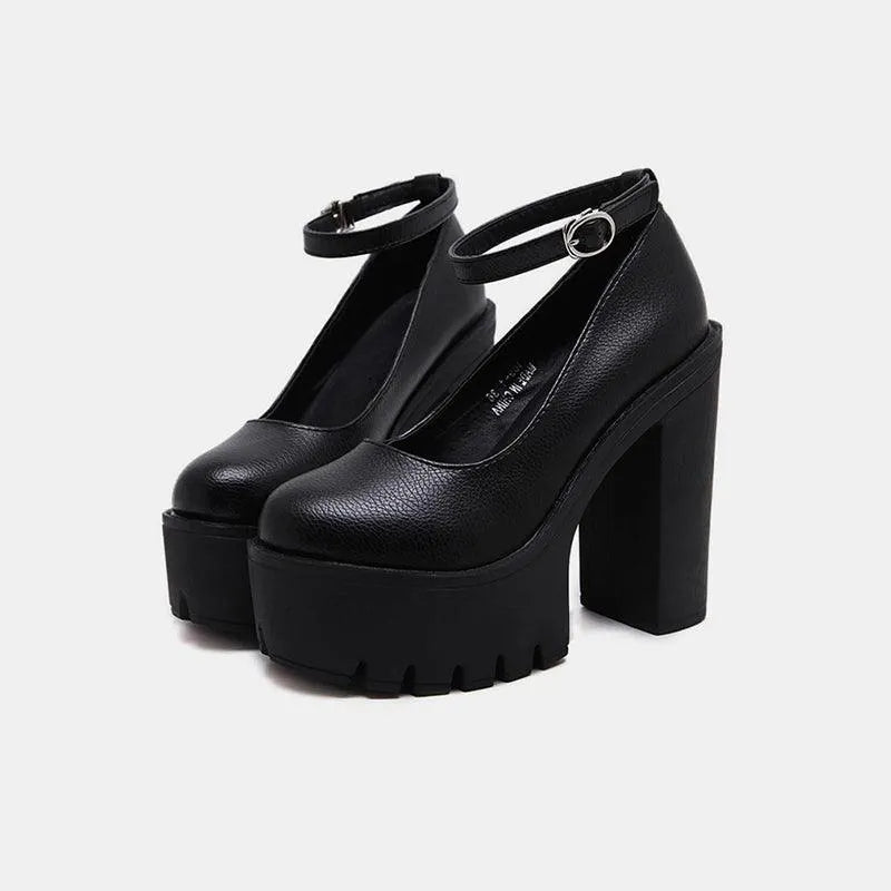 Gothic One Word Buckle High-Heeled Shoes