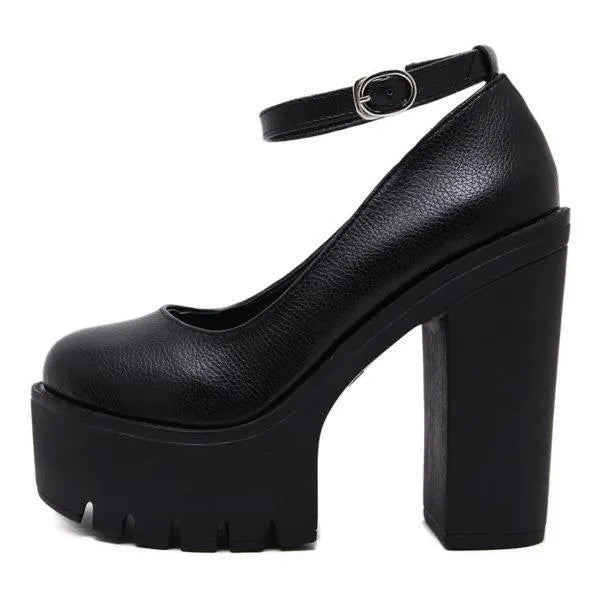 Gothic One Word Buckle High-Heeled Shoes