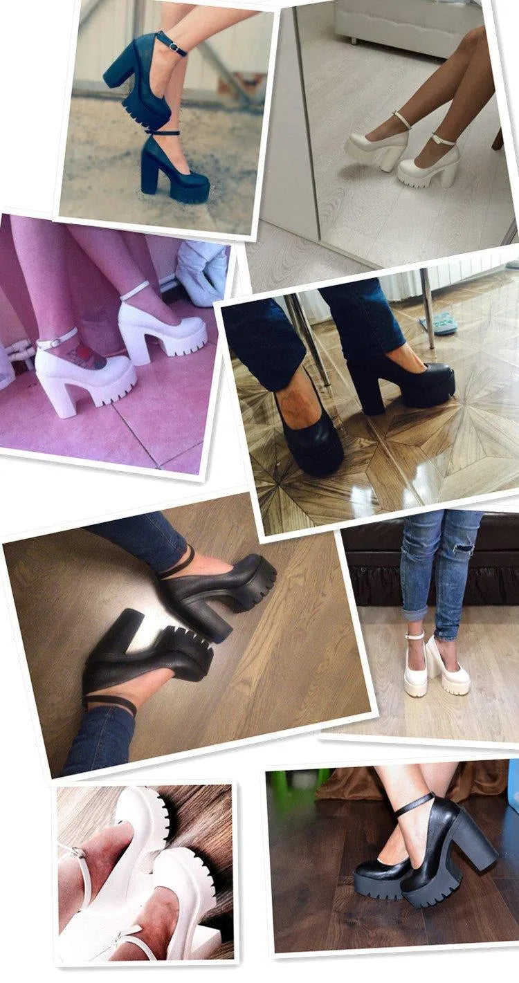 Gothic One Word Buckle High-Heeled Shoes