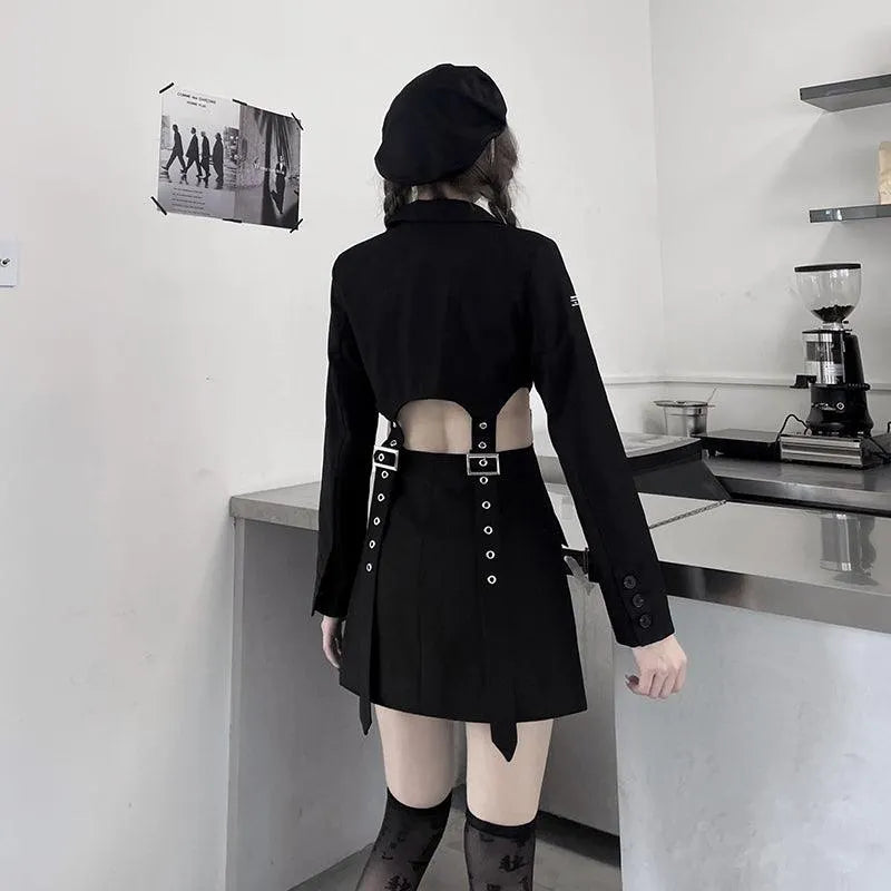 Eyelet Buckle Strap Hollow Out Dress