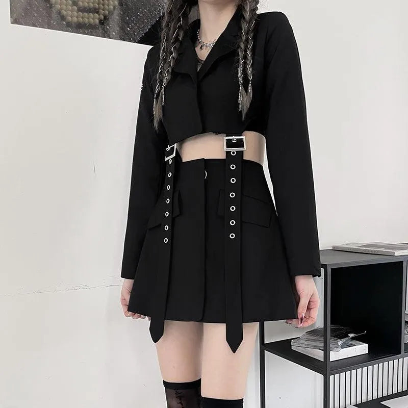 Eyelet Buckle Strap Hollow Out Dress