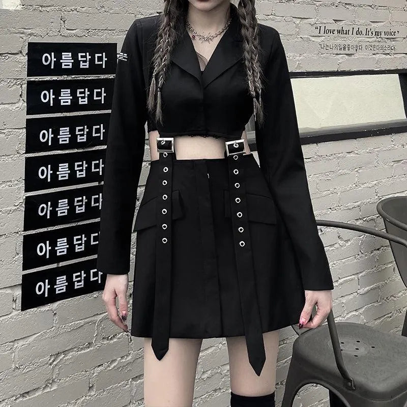 Eyelet Buckle Strap Hollow Out Dress
