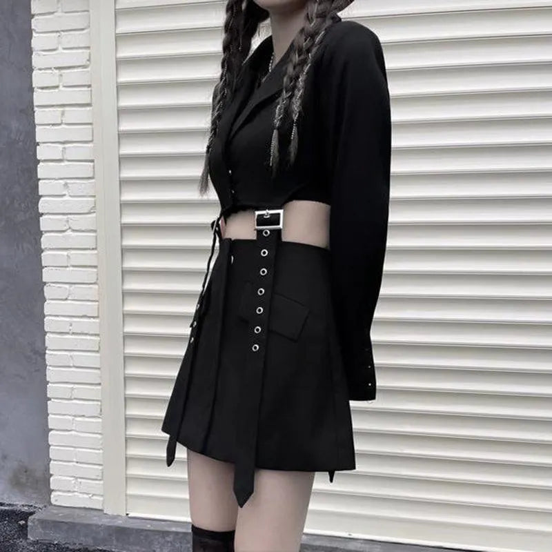 Eyelet Buckle Strap Hollow Out Dress