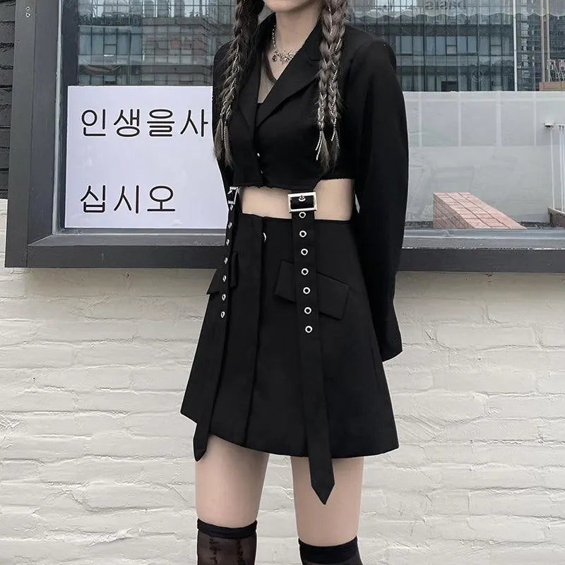 Eyelet Buckle Strap Hollow Out Dress